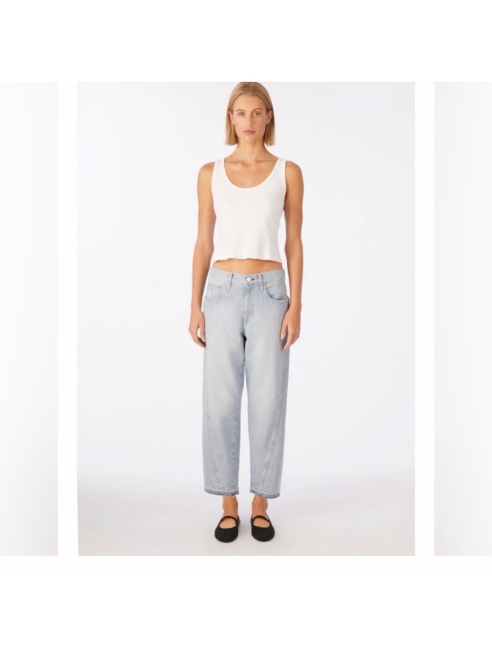 AMO Light Blue Pinstripe Straight-Leg Jeans